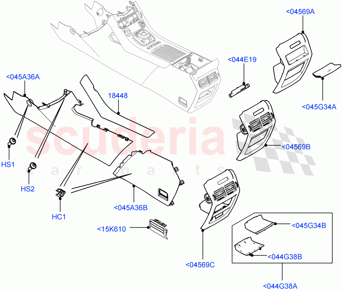 Console - Floor (External Components) (Itatiaia (Brazil)) ((V) FROMGT000001) of Land Rover Land Rover Range Rover Evoque (2012-2018) [2.2 Single Turbo Diesel]