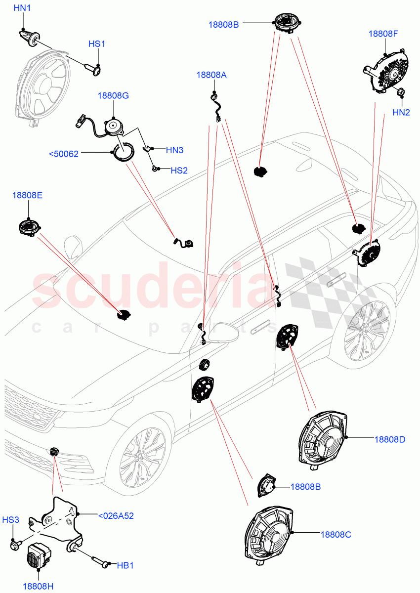 Speakers (Meridian 3D Surround Sound System) ((V) FROMMA000001) of Land Rover Land Rover Range Rover Velar (2017+) [2.0 Turbo Diesel]