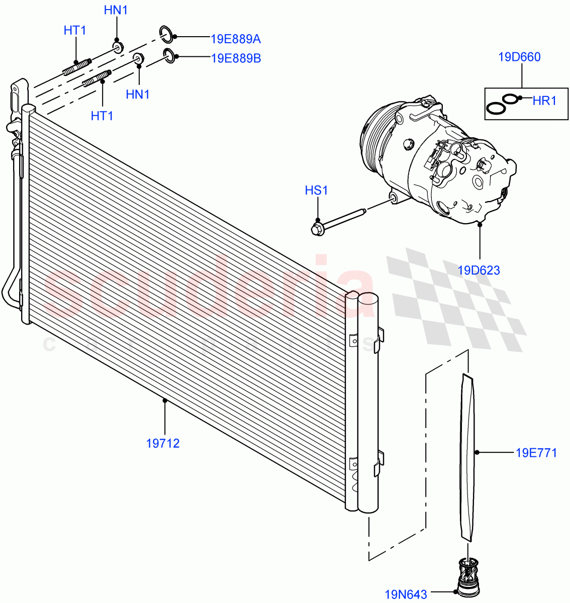 Air Conditioning Condensr/Compressr (2.0L I4 High DOHC AJ200 Petrol, Changsu (China), 2.0L I4 Mid DOHC AJ200 Petrol) ((V) FROMHG161788) of Land Rover Land Rover Range Rover Evoque (2012-2018) [2.0 Turbo Petrol AJ200P]