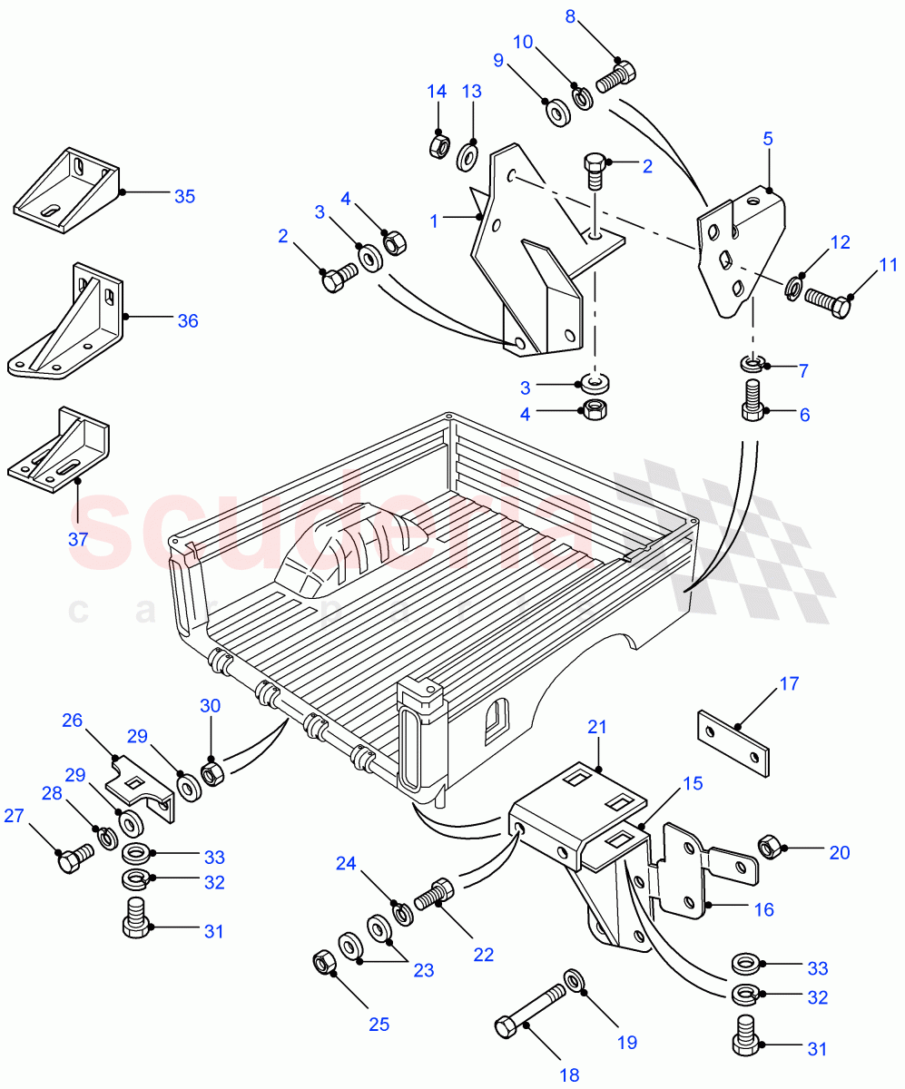 Rear Body Lower - Mountings (High Capacity Pick Up, 110" Wheelbase, Chassis Crew Cab, 130" Wheelbase, Crew Cab HCPU) ((V) FROM7A000001) of Land Rover Land Rover Defender (2007-2016)