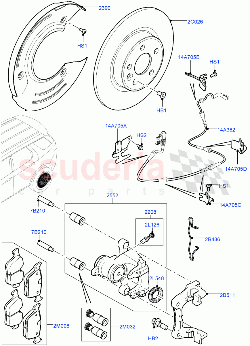Rear Brake Discs And Calipers (Changsu (China)) ((V) FROMFG000001) of Land Rover Land Rover Discovery Sport (2015+) [2.2 Single Turbo Diesel]