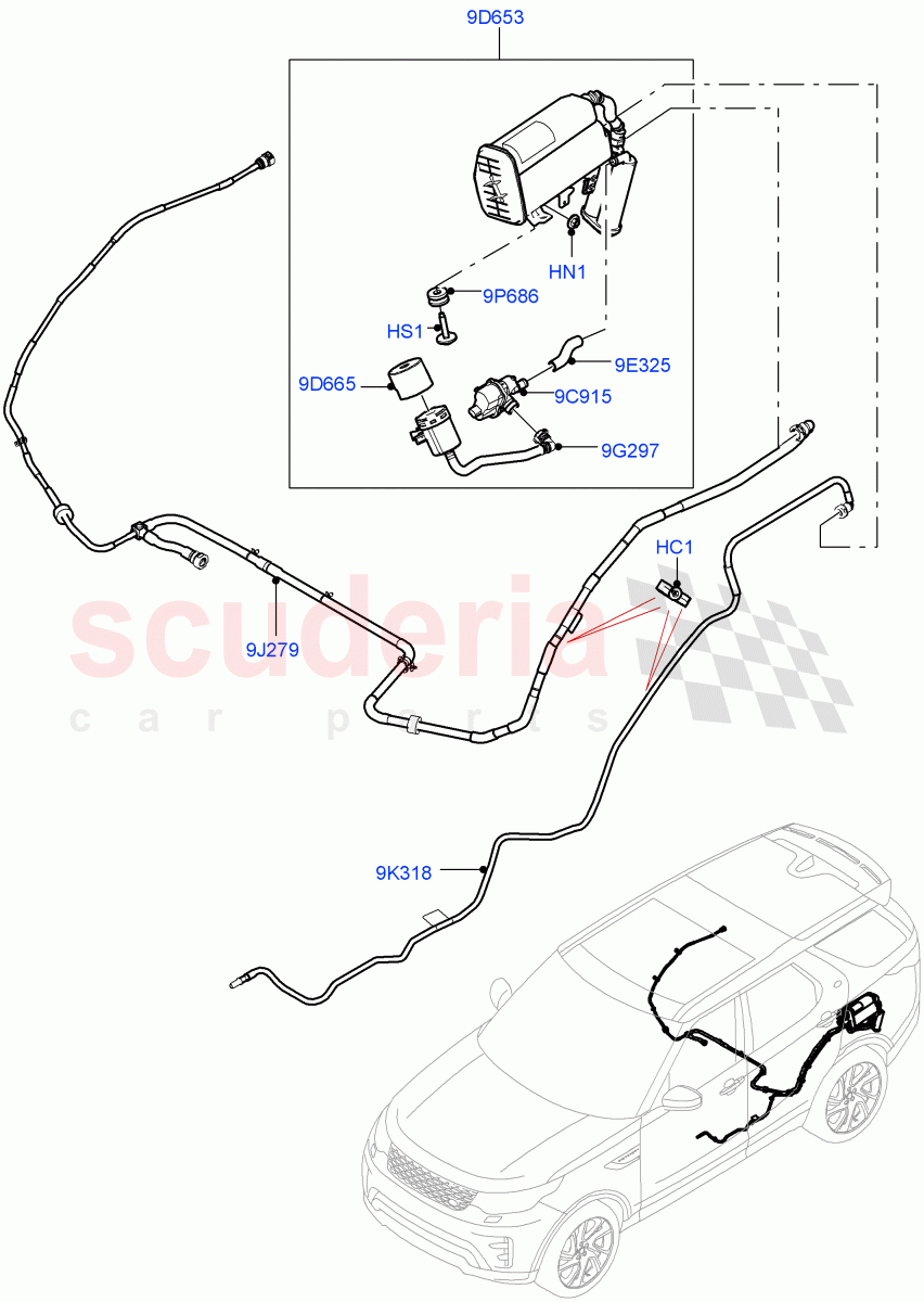 Fuel Lines (Rear, Solihull Plant Build) (3.0L DOHC GDI SC V6 PETROL, Petrol Tank With Leak Detection, Pet Tank With Leak Det - Lrg Filter) ((V) FROMKA081001) of Land Rover Land Rover Discovery 5 (2017+) [3.0 DOHC GDI SC V6 Petrol]