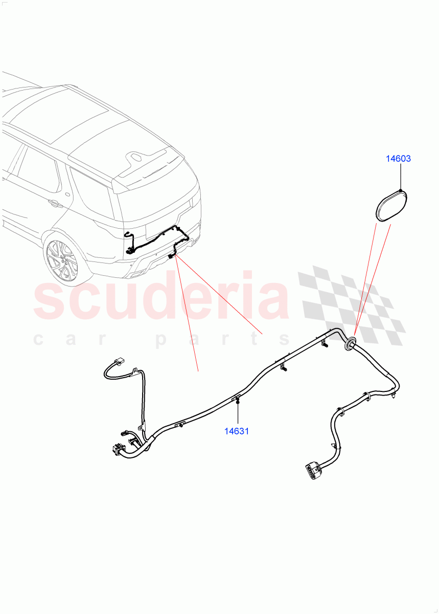 Electrical Wiring - Body And Rear (Nitra Plant Build, Towing) ((V) FROMK2000001) of Land Rover Land Rover Discovery 5 (2017+) [2.0 Turbo Diesel]