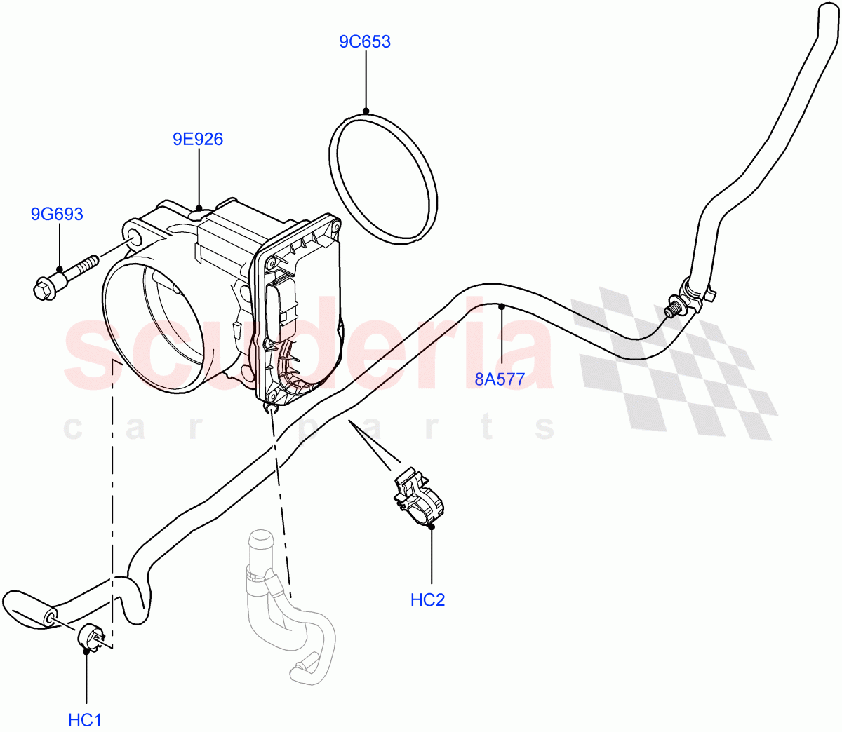 Throttle Housing (5.0L OHC SGDI NA V8 Petrol - AJ133) ((V) FROMAA000001) of Land Rover Land Rover Discovery 4 (2010-2016) [5.0 OHC SGDI NA V8 Petrol]