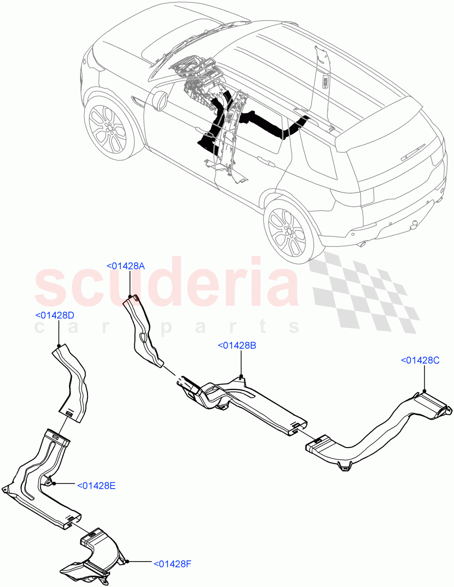 Air Vents, Louvres And Ducts (Internal Components) (Changsu (China), With Rear Duct / B-Pillar) ((V) FROMFG000001) of Land Rover Land Rover Discovery Sport (2015+) [2.0 Turbo Petrol AJ200P]