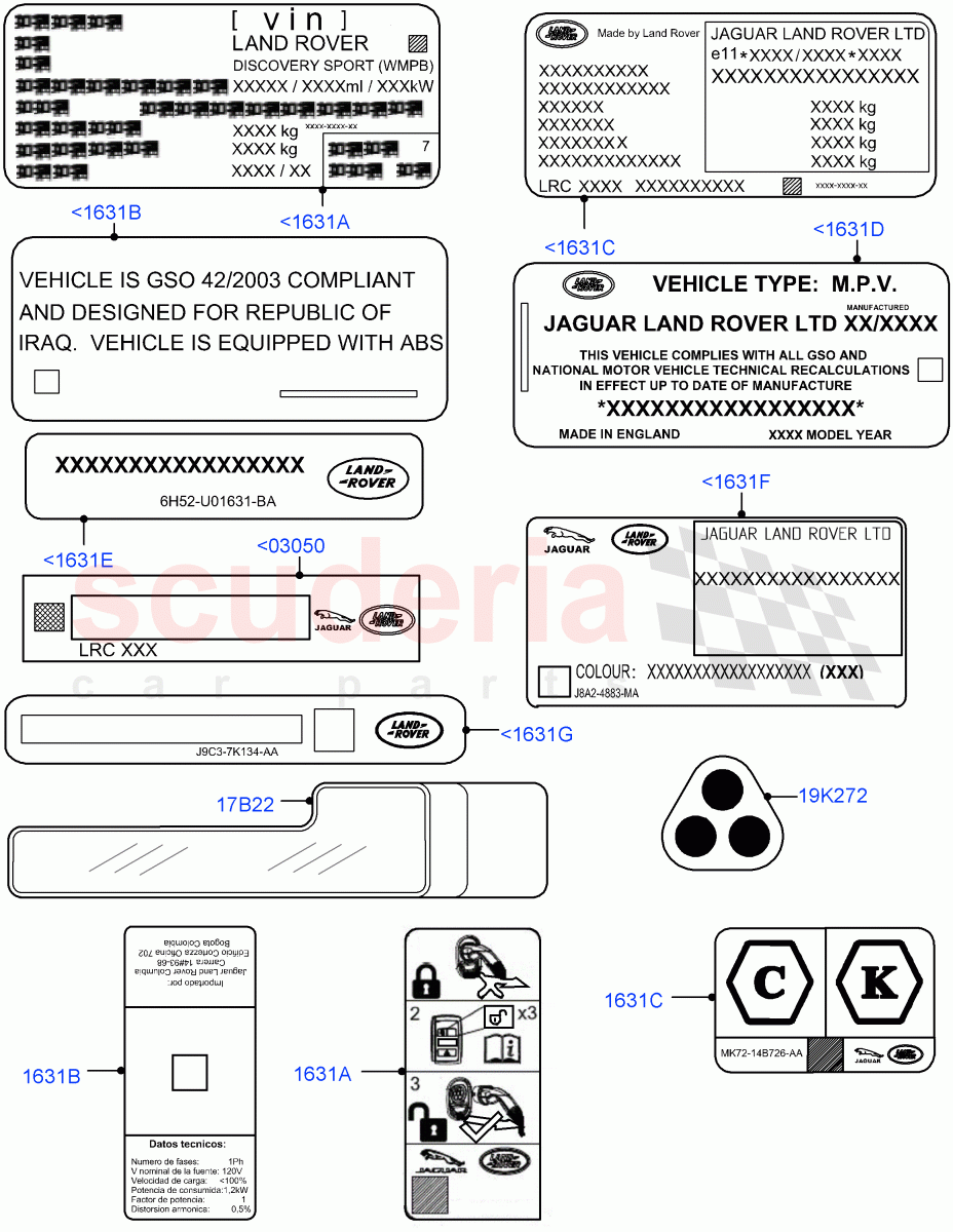 Labels (Information) (Halewood (UK), Halewood Plant) of Land Rover Land Rover Discovery Sport (2015+) [2.0 Turbo Diesel]