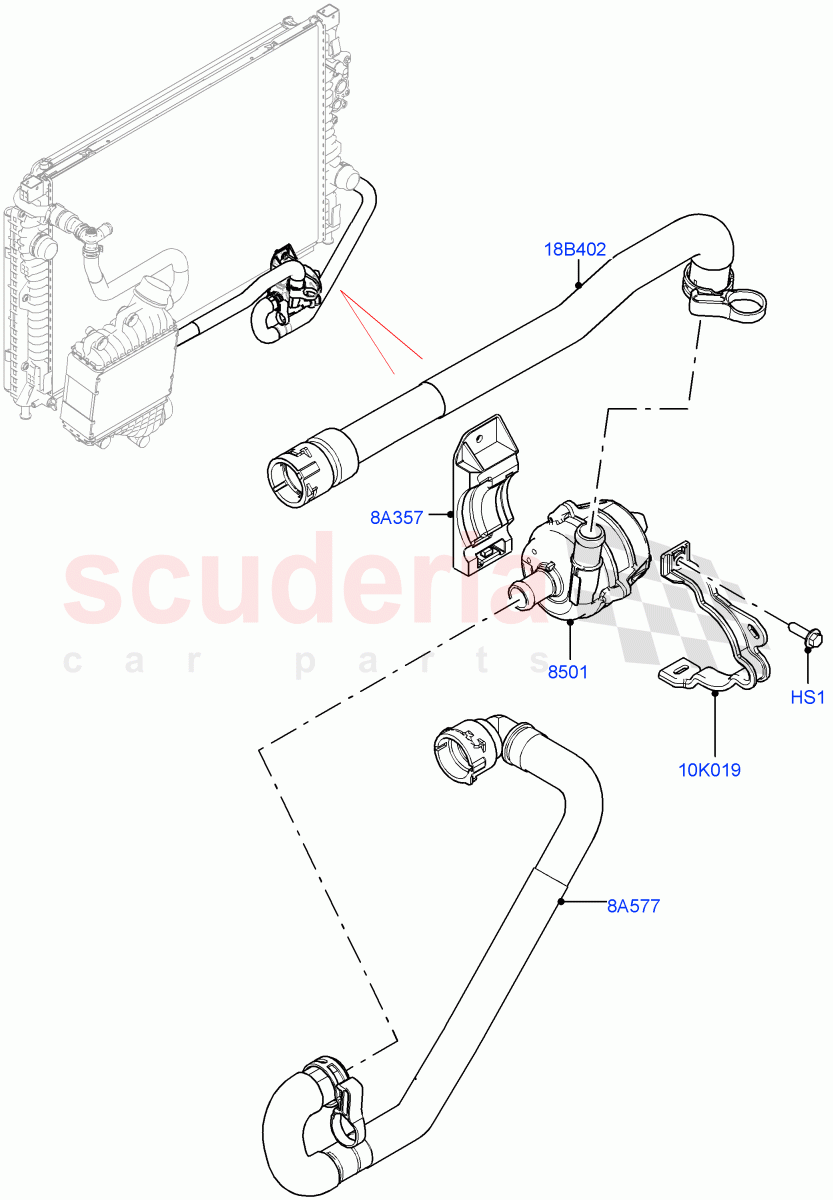 Water Pump (Auxiliary Unit) (2.0L AJ20P4 Petrol High PTA, Halewood (UK)) of Land Rover Land Rover Range Rover Evoque (2019+) [2.0 Turbo Petrol AJ200P]