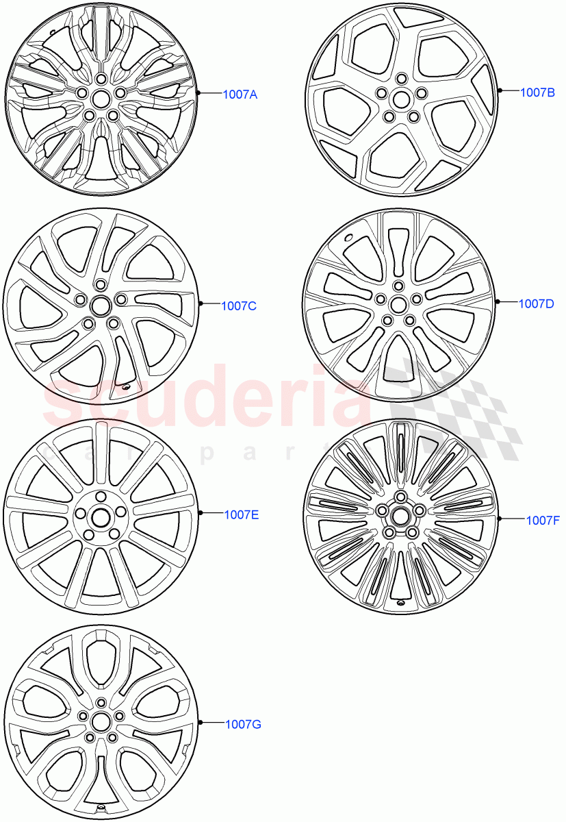 Wheels (Version - Core, Non SVR) ((V) FROMJA000001) of Land Rover Land Rover Range Rover Sport (2014+) [3.0 Diesel 24V DOHC TC]