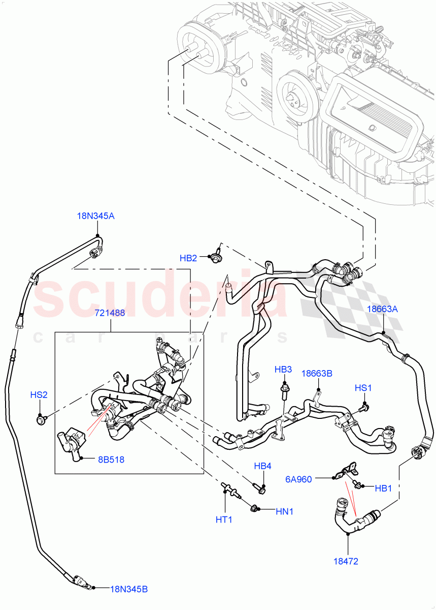 Heater Hoses (Nitra Plant Build) (2.0L I4 High DOHC AJ200 Petrol, With Ptc Heater, Premium Air Conditioning-Front/Rear, Less Heater) ((V) FROMK2000001) of Land Rover Land Rover Discovery 5 (2017+) [3.0 DOHC GDI SC V6 Petrol]