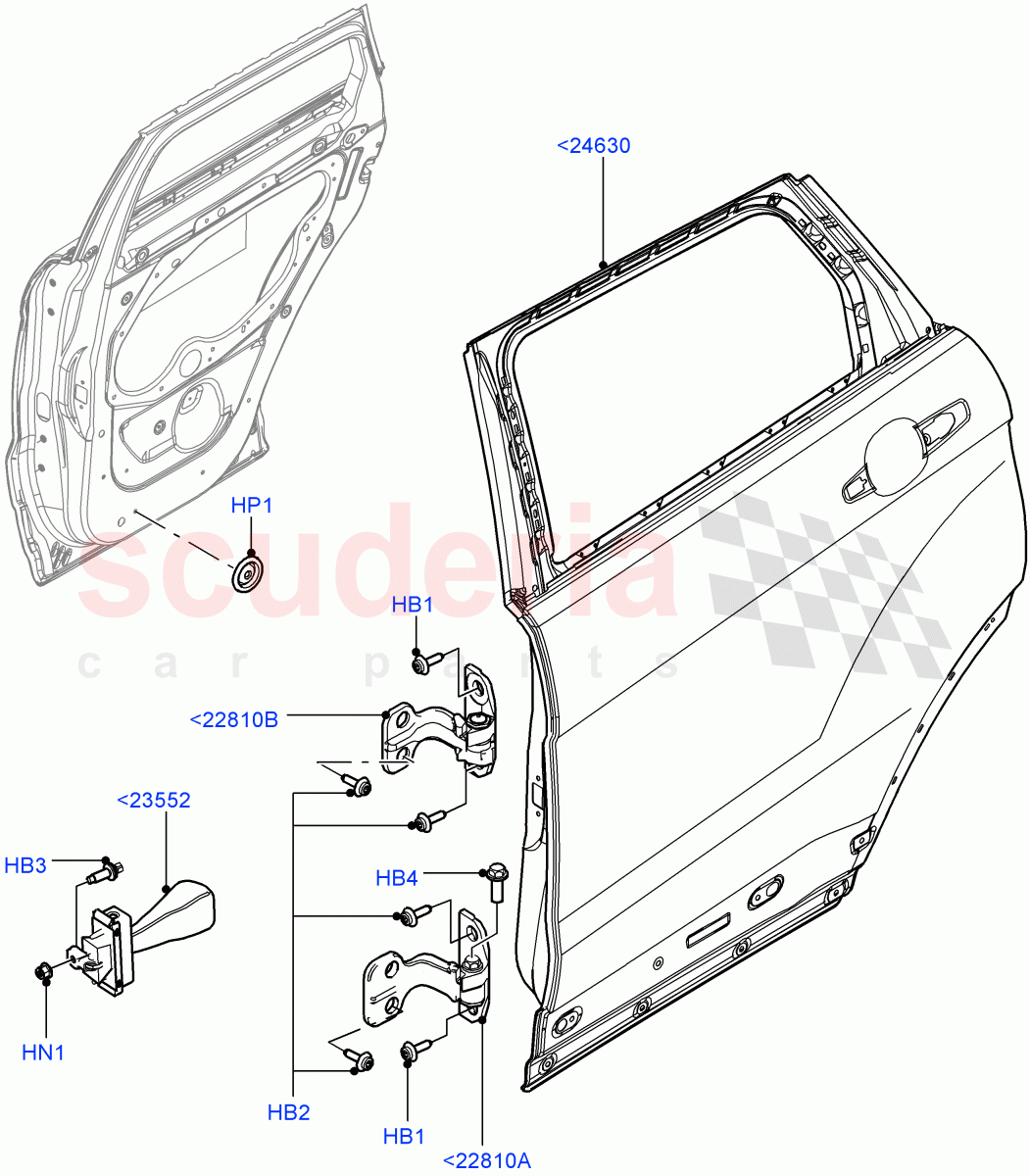 Rear Doors, Hinges & Weatherstrips (Door And Fixings) (Changsu (China)) ((V) FROMEG000001) of Land Rover Land Rover Range Rover Evoque (2012-2018) [2.0 Turbo Petrol GTDI]