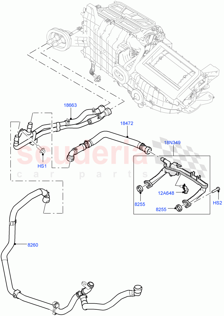 Heater Hoses (3.0L DOHC GDI SC V6 PETROL, Less Heater, With Ptc Heater, 5.0L P AJ133 DOHC CDA S/C Enhanced) of Land Rover Land Rover Range Rover Velar (2017+) [3.0 I6 Turbo Diesel AJ20D6]
