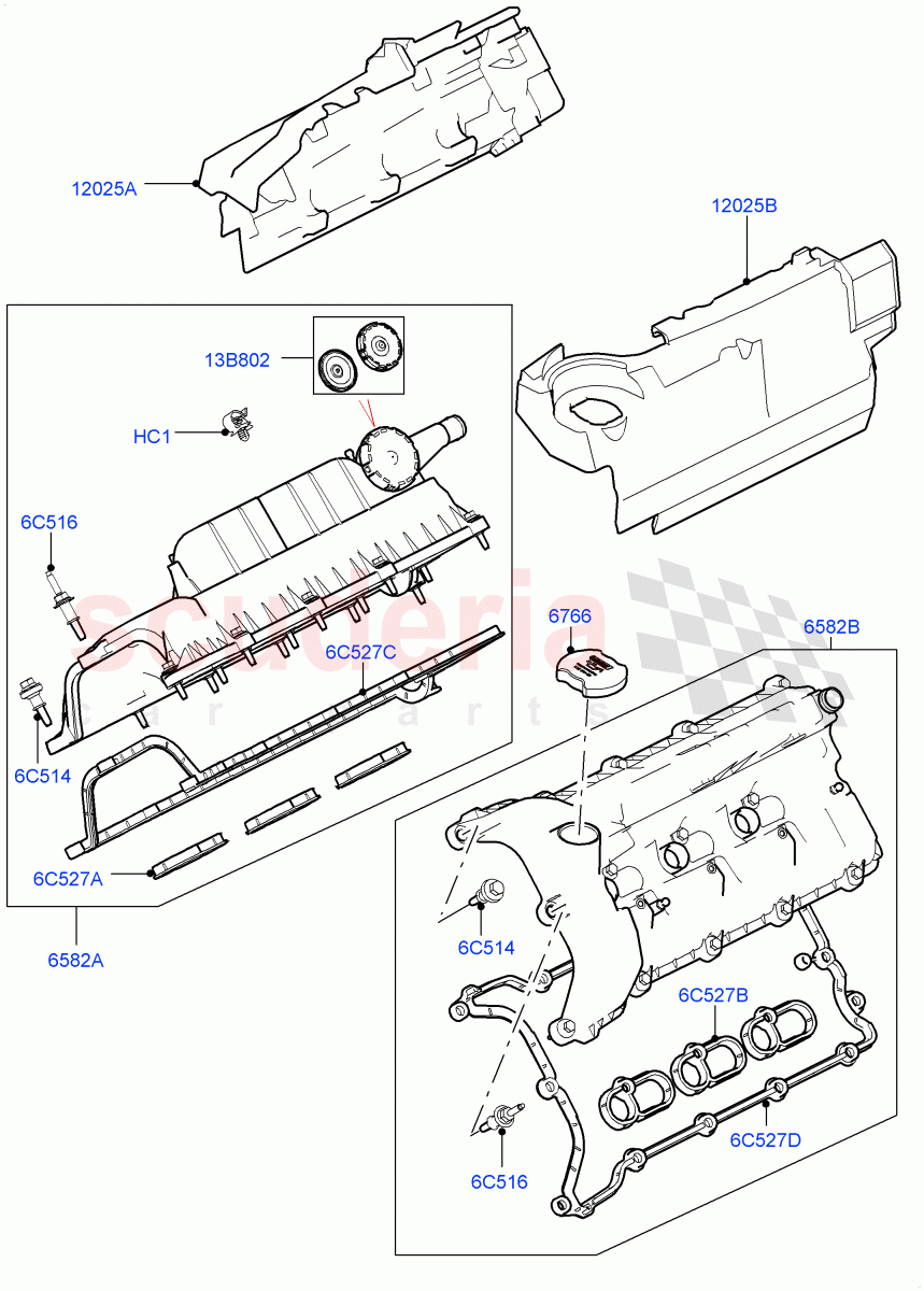 Cylinder Head Cover (Solihull Plant Build) (3.0L DOHC GDI SC V6 PETROL) ((V) FROMEA000001) of Land Rover Land Rover Range Rover (2012-2021) [3.0 DOHC GDI SC V6 Petrol]