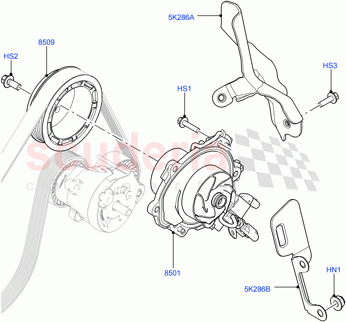 Water Pump (Main Unit) (2.0L I4 Mid AJ200 Petrol E100, Itatiaia (Brazil), 2.0L I4 Mid DOHC AJ200 Petrol) ((V) FROMJT000001) of Land Rover Land Rover Range Rover Evoque (2012-2018) [2.0 Turbo Petrol AJ200P]