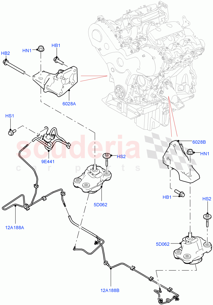 Engine Mounting (Nitra Plant Build) (3.0 V6 Diesel) ((V) FROMK2000001) of Land Rover Land Rover Discovery 5 (2017+) [3.0 Diesel 24V DOHC TC]