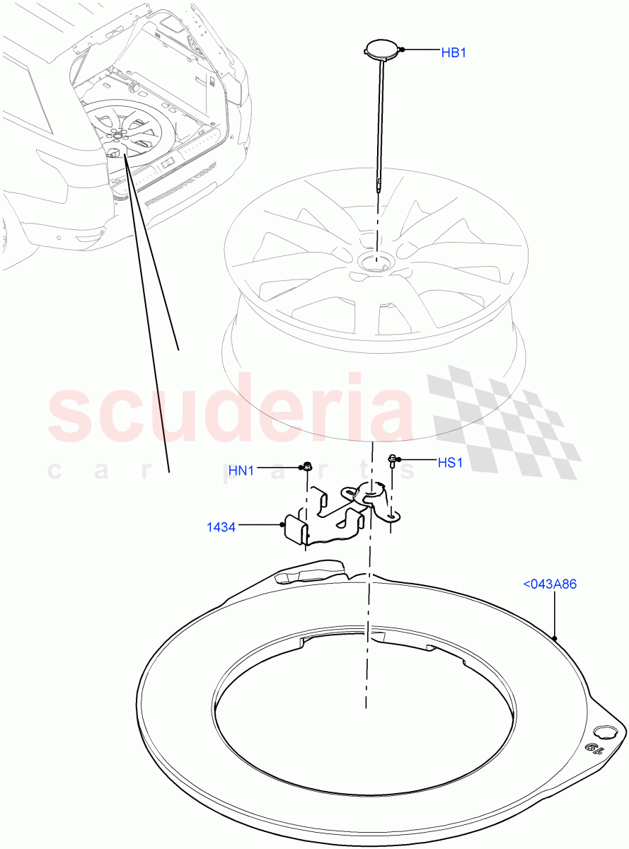 Spare Wheel Carrier (With 5 Seat Configuration) ((V) TOHA999999) of Land Rover Land Rover Range Rover Sport (2014+) [3.0 Diesel 24V DOHC TC]