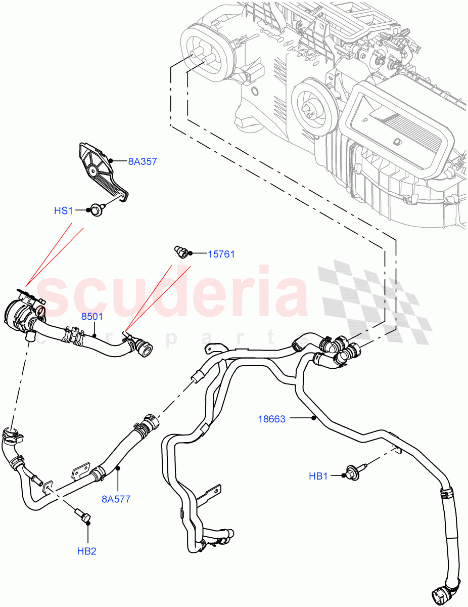 Heater Hoses (3.0L AJ20D6 Diesel High, With Ptc Heater, Premium Air Conditioning-Front/Rear, Less Heater) ((V) FROMP2000001) of Land Rover Land Rover Defender (2020+) [5.0 OHC SGDI SC V8 Petrol]