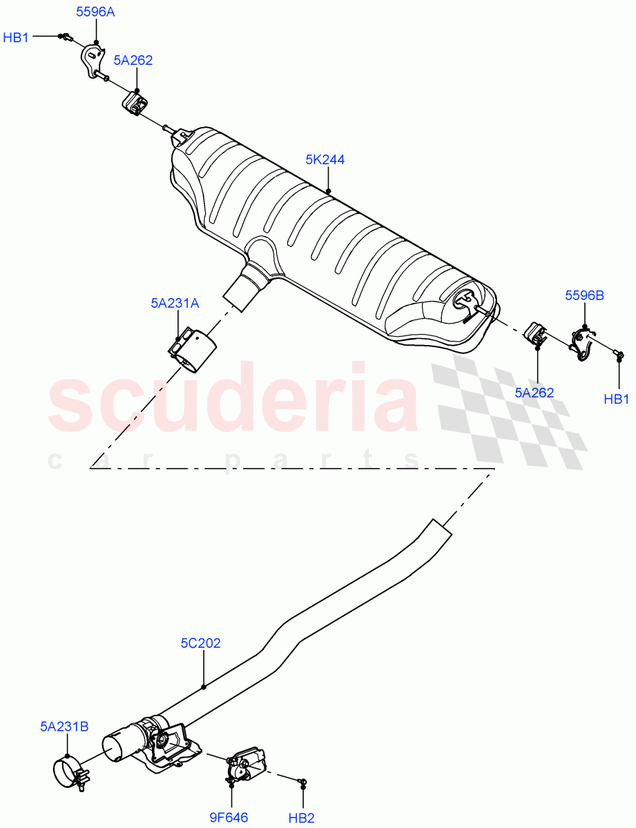 Rear Exhaust System (Nitra Plant Build) (3.0L AJ20D6 Diesel High, Euro Stage 4 Emissions, EU5 + SCR, Stage V Plus DPF, Proconve L6 Emissions) ((V) FROMM2000001) of Land Rover Land Rover Defender (2020+) [3.0 I6 Turbo Diesel AJ20D6]