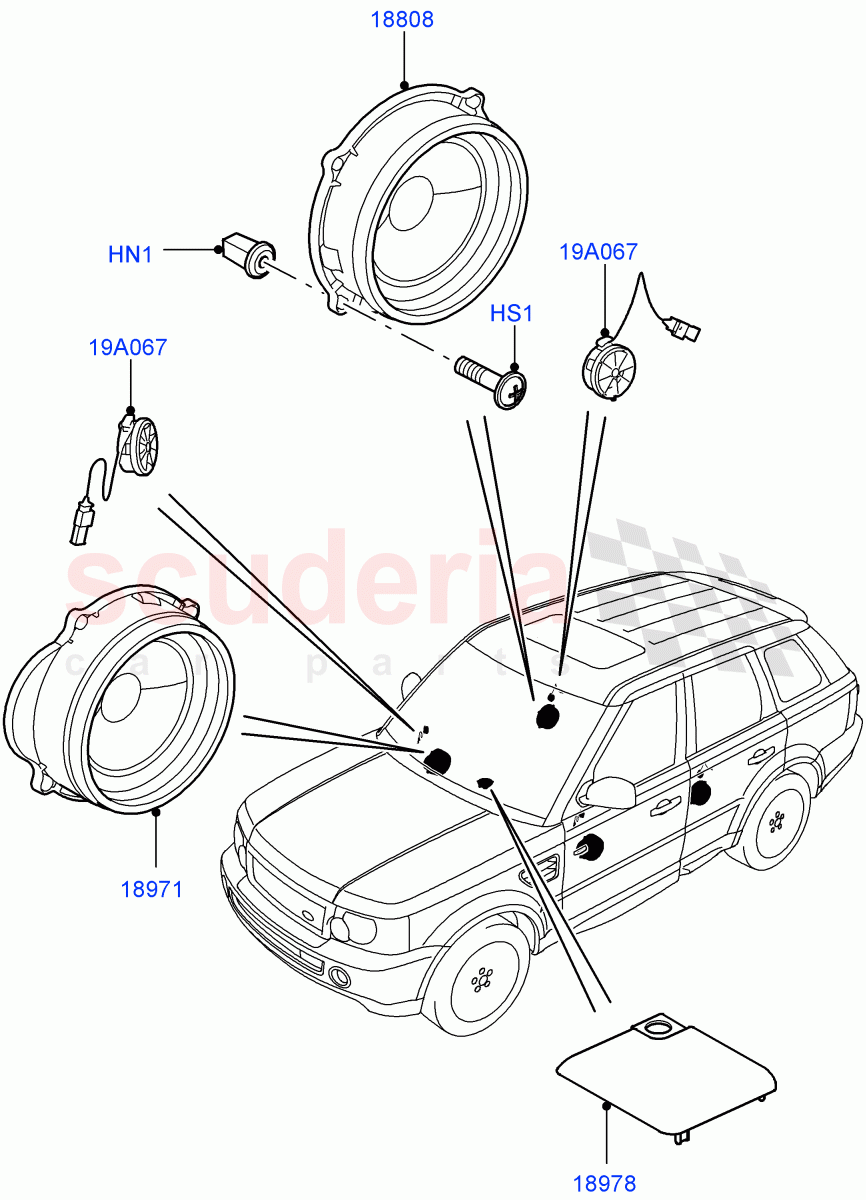 Speakers (Standard Audio (Base)) ((V) FROMAA000001) of Land Rover Land Rover Range Rover Sport (2010-2013) [3.0 Diesel 24V DOHC TC]