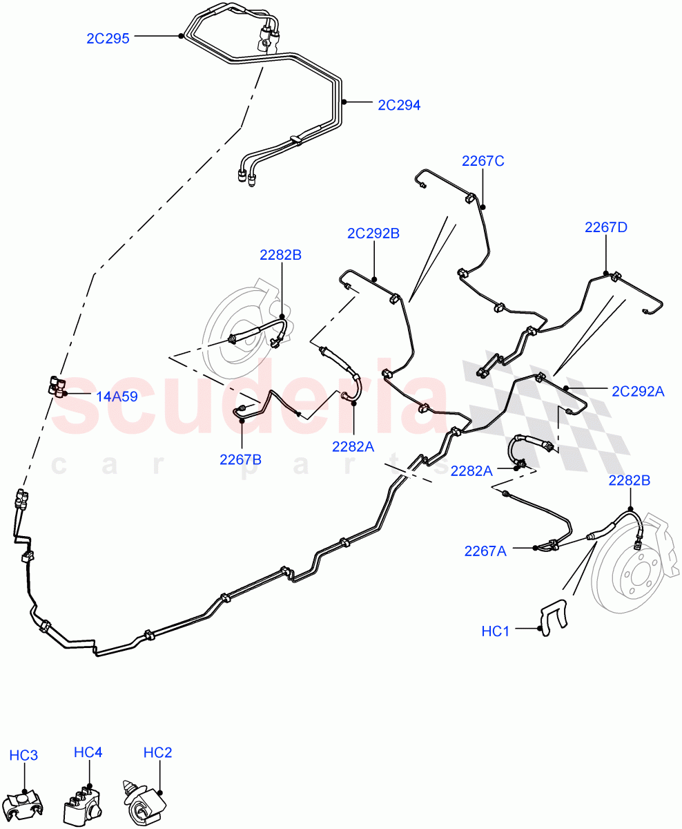 Rear Brake Pipes (LHD) ((V) FROMAA000001) of Land Rover Land Rover Range Rover Sport (2010-2013) [5.0 OHC SGDI NA V8 Petrol]