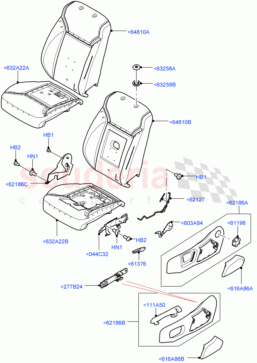 Front Seat Pads/Valances & Heating (Pads/Valances, Nitra Plant Build) ((V) FROMK2000001) of Land Rover Land Rover Discovery 5 (2017+) [3.0 I6 Turbo Petrol AJ20P6]