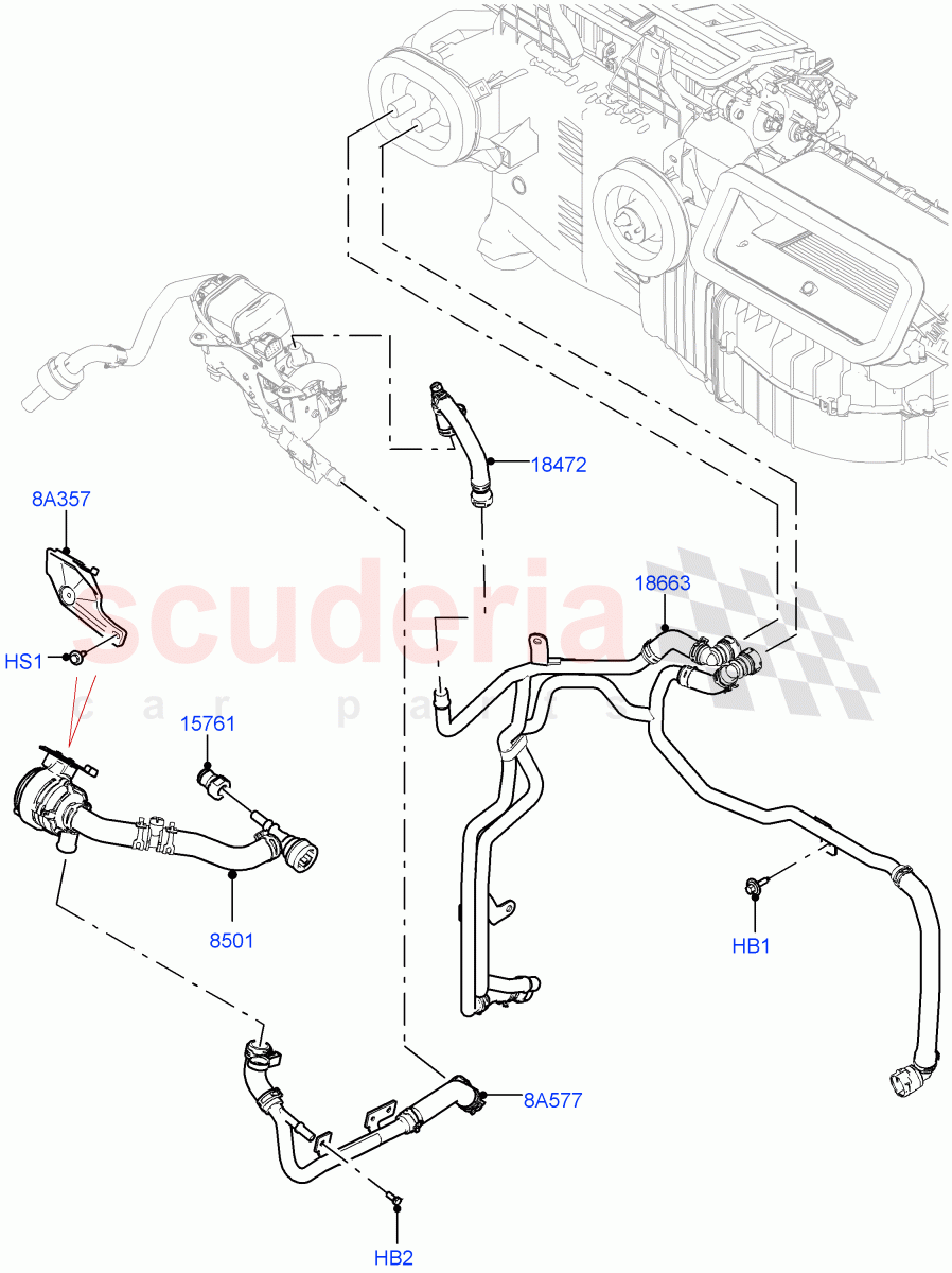 Heater Hoses (Front) (3.0L AJ20D6 Diesel High, With Fuel Fired Heater, Premium Air Conditioning-Front/Rear) ((V) FROMLA000001) of Land Rover Land Rover Range Rover Sport (2014+) [4.4 DOHC Diesel V8 DITC]