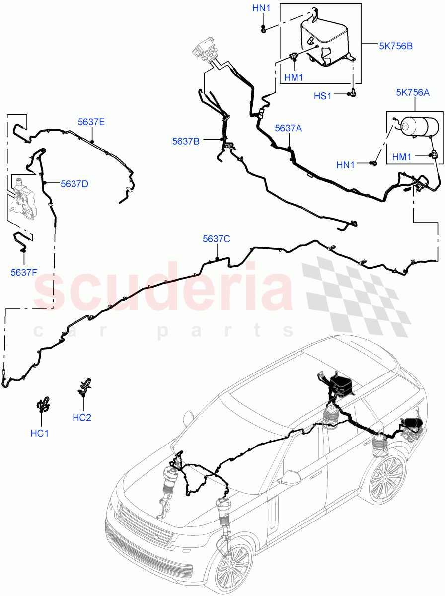 Air Suspension Compressor And Lines (Air Suspension Lines) of Land Rover Land Rover Range Rover (2022+) [3.0 I6 Turbo Petrol AJ20P6]