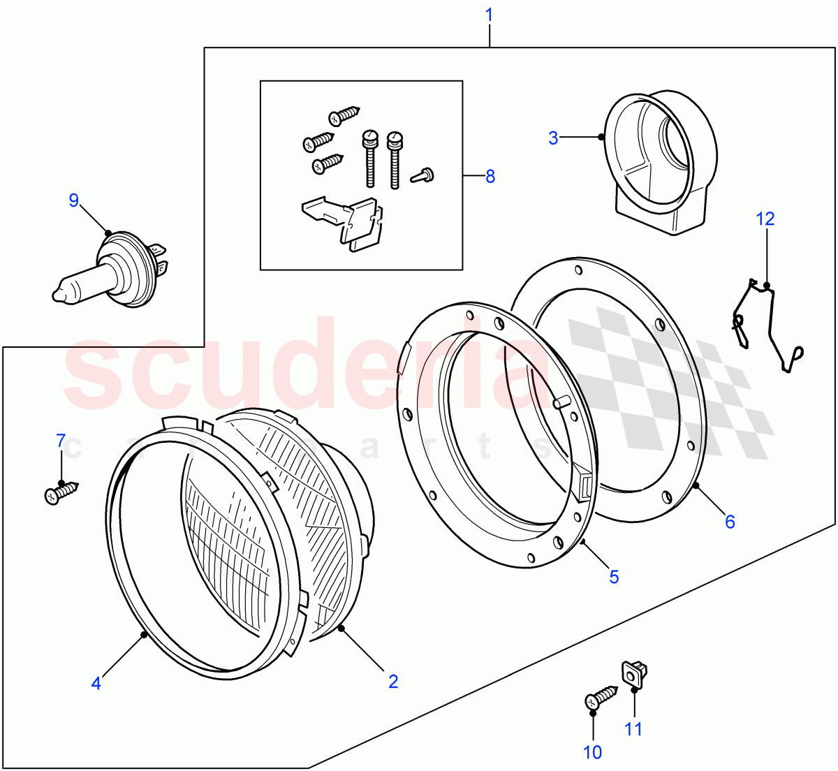 Headlamps (Less Headlamp Levelling) ((V) FROM7A000001) of Land Rover Land Rover Defender (2007-2016)