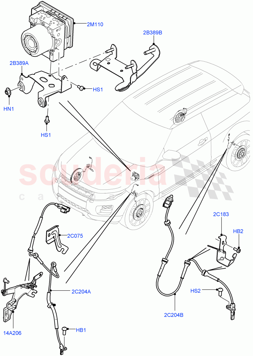 Anti-Lock Braking System (Halewood (UK)) ((V) FROMEH000001, (V) TOFH999999) of Land Rover Land Rover Range Rover Evoque (2012-2018) [2.0 Turbo Diesel]