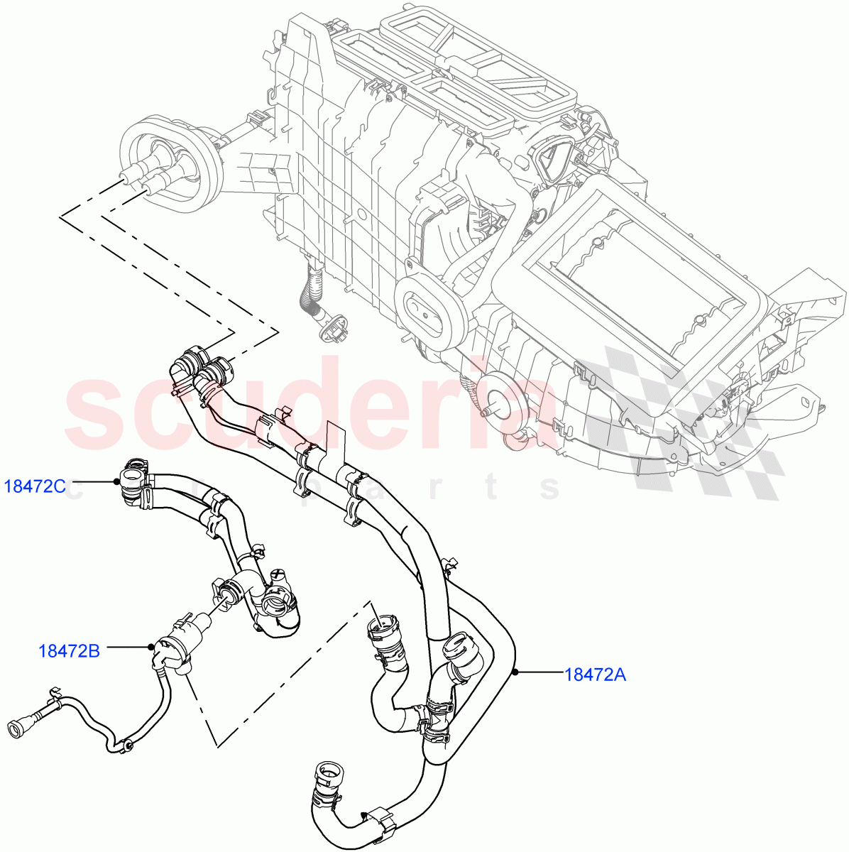 Heater Hoses (2.0L I4 High DOHC AJ200 Petrol, Less Heater, 2.0L I4 Mid DOHC AJ200 Petrol, With Ptc Heater) of Land Rover Land Rover Range Rover Velar (2017+) [5.0 OHC SGDI SC V8 Petrol]