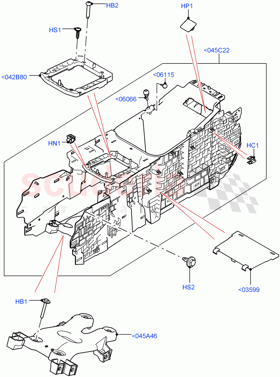 Console - Floor (Internal Components) (Halewood (UK)) ((V) FROMLH000001) of Land Rover Land Rover Discovery Sport (2015+) [2.0 Turbo Diesel AJ21D4]