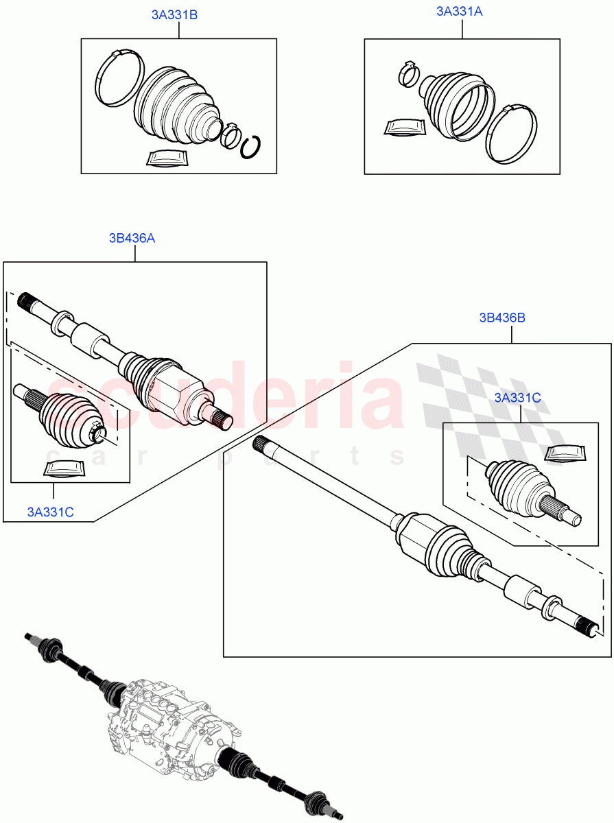 Drive Shaft - Rear Axle Drive (1.5L AJ20P3 Petrol High PHEV, Halewood (UK), All Wheel Drive) ((V) FROMLH000001) of Land Rover Land Rover Discovery Sport (2015+) [2.0 Turbo Petrol AJ200P]