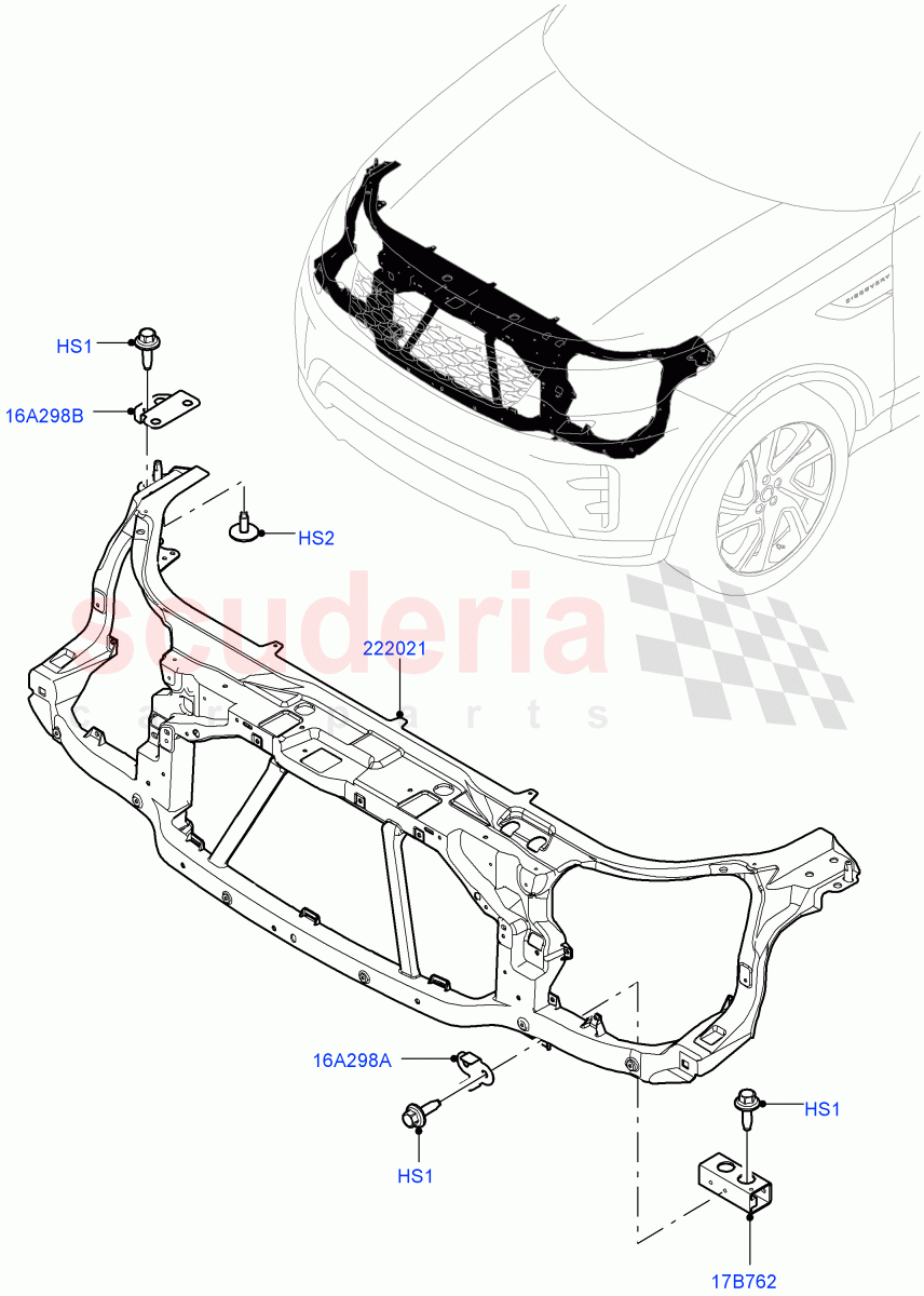 Front Panels, Aprons & Side Members (Front Panel, Nitra Plant Build) ((V) FROMK2000001) of Land Rover Land Rover Discovery 5 (2017+) [2.0 Turbo Diesel]