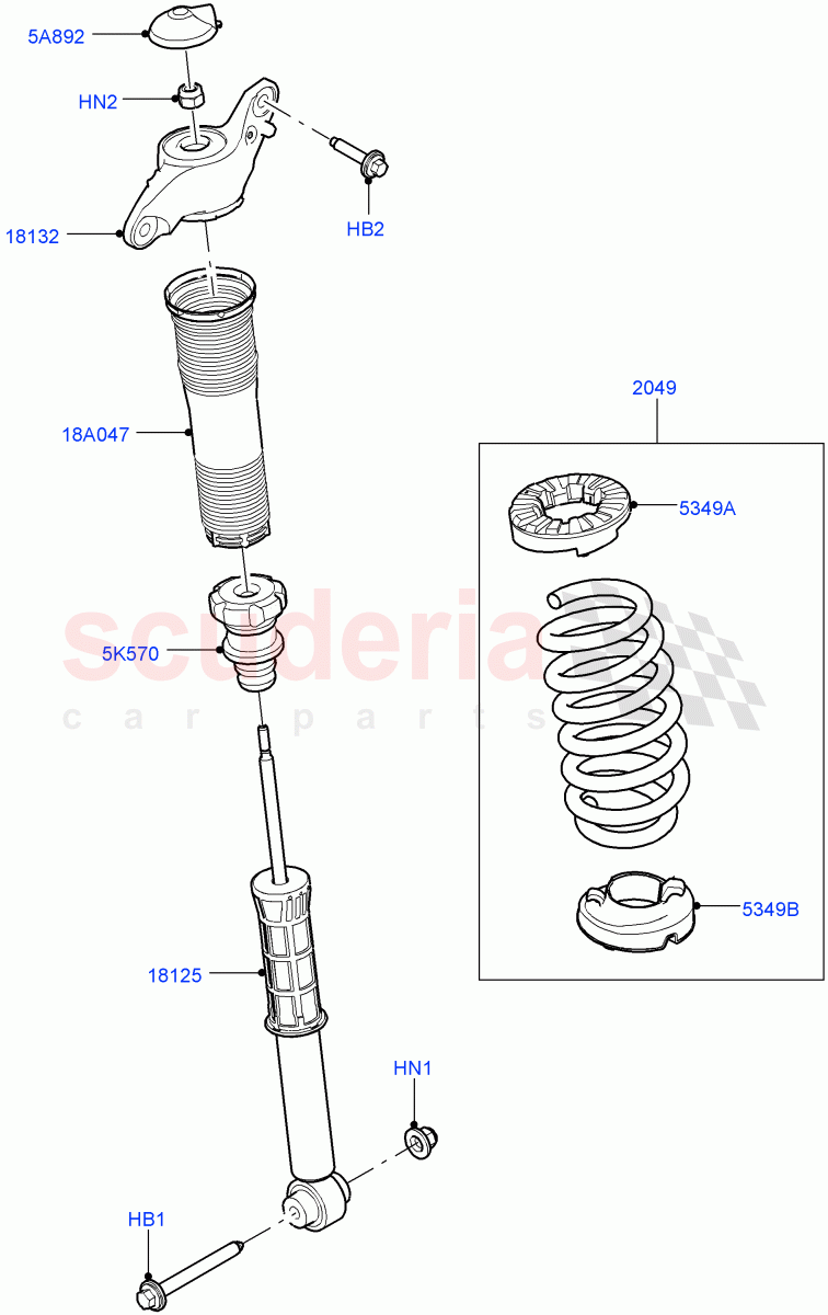 Rear Springs And Shock Absorbers (Halewood (UK)) of Land Rover Land Rover Range Rover Evoque (2019+) [2.0 Turbo Diesel AJ21D4]