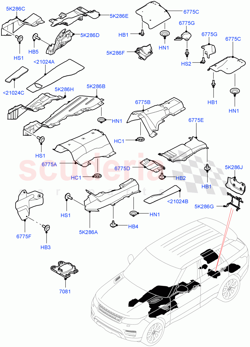 Splash And Heat Shields (Heat Shield) of Land Rover Land Rover Range Rover Sport (2014+) [3.0 DOHC GDI SC V6 Petrol]