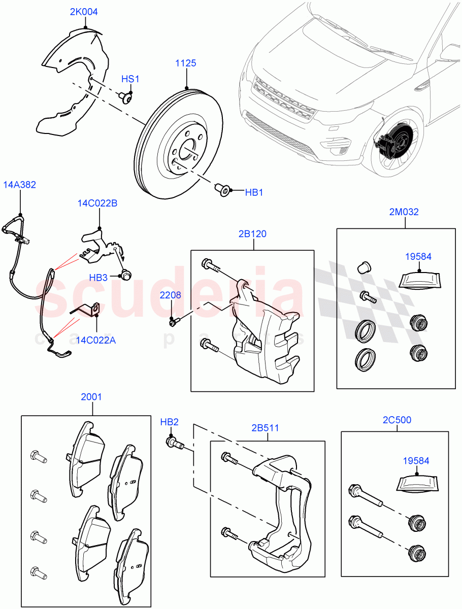 Front Brake Discs And Calipers (Changsu (China), Disc And Caliper Size-Frt 18/RR 16, Disc And Caliper Size-Frt 18/RR 17) ((V) FROMMG140569) of Land Rover Land Rover Discovery Sport (2015+) [2.0 Turbo Petrol AJ200P]