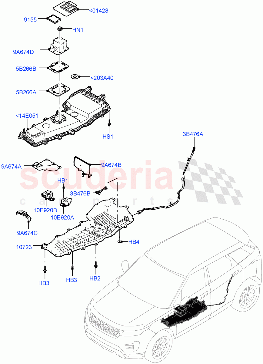 Hybrid Electrical Modules (MHEV Battery Housing, Cooling Ducts and Fans) (Halewood (UK), Electric Engine Battery-MHEV) of Land Rover Land Rover Range Rover Evoque (2019+) [2.0 Turbo Petrol AJ200P]