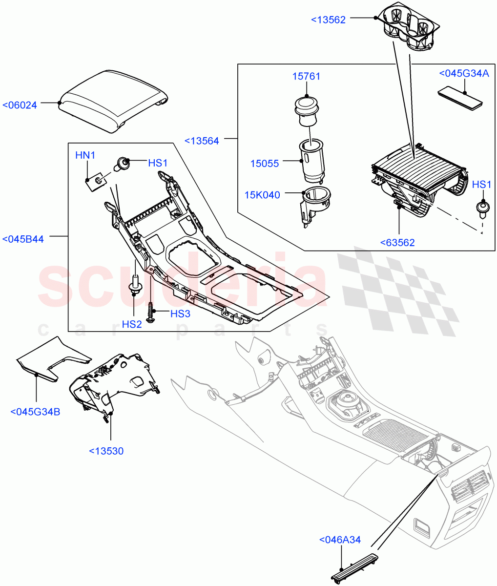 Console - Floor (External Components) (Itatiaia (Brazil)) ((V) FROMGT000001) of Land Rover Land Rover Range Rover Evoque (2012-2018) [2.0 Turbo Petrol GTDI]