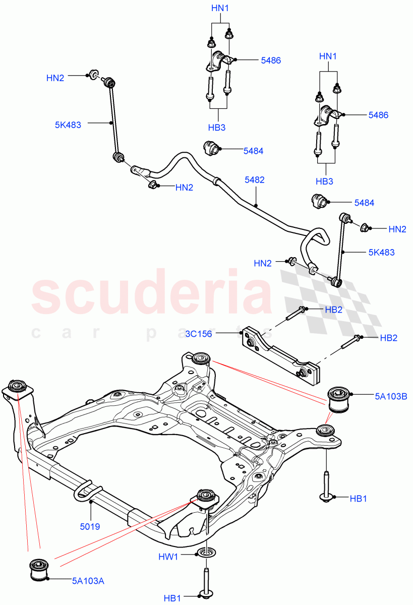 Front Cross Member & Stabilizer Bar (Halewood (UK)) ((V) TOKH999999) of Land Rover Land Rover Discovery Sport (2015+) [2.0 Turbo Petrol GTDI]