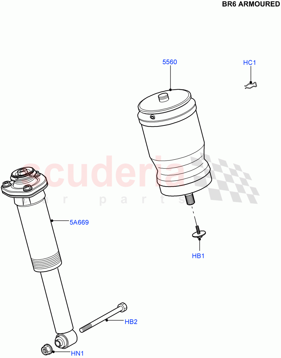 Rear Springs And Shock Absorbers (With B6 Level Armouring) ((V) FROMAA000001) of Land Rover Land Rover Range Rover (2010-2012) [5.0 OHC SGDI SC V8 Petrol]