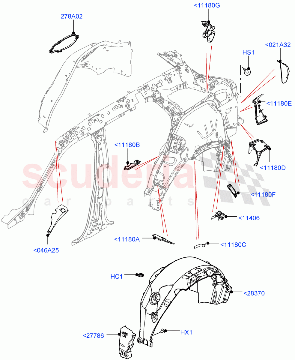 Side Panels - Inner (Wheelarch) of Land Rover Land Rover Range Rover Velar (2017+) [3.0 DOHC GDI SC V6 Petrol]