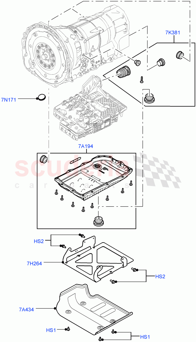 Transmission External Components (3.0 V6 D Gen2 Twin Turbo, 8 Speed Auto Trans ZF 8HP70 4WD, 3.0L DOHC GDI SC V6 PETROL) ((V) FROMEA000001) of Land Rover Land Rover Discovery 4 (2010-2016) [2.7 Diesel V6]