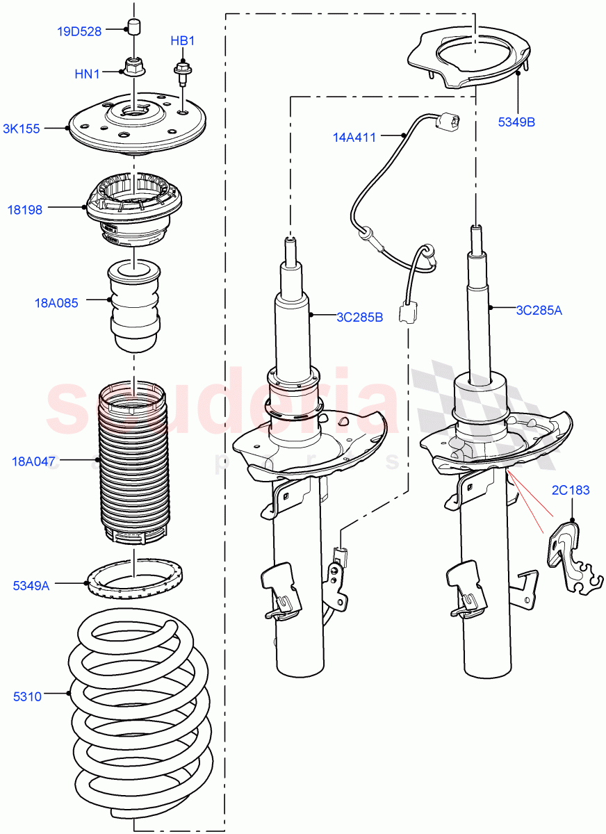 Front Suspension Struts And Springs (Halewood (UK)) ((V) FROMLH000001) of Land Rover Land Rover Discovery Sport (2015+) [2.0 Turbo Petrol GTDI]