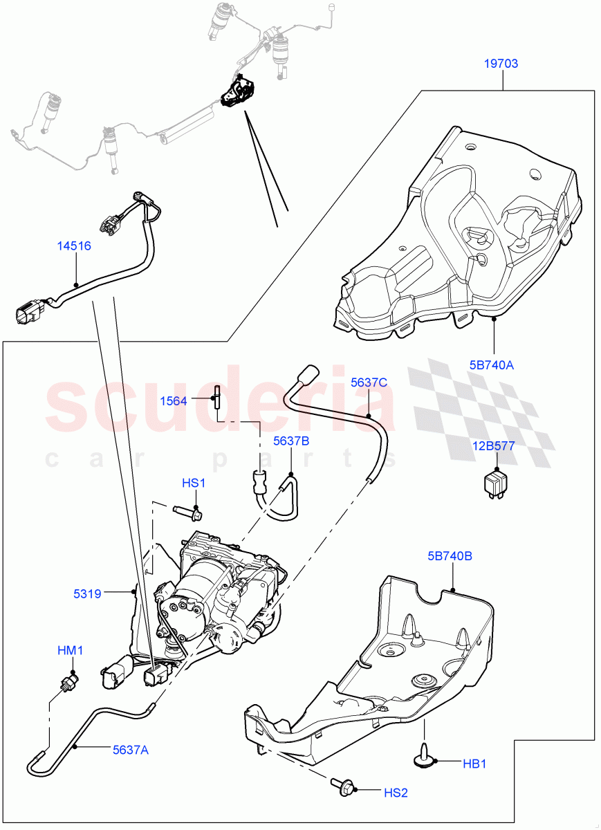 Air Suspension Compressor And Lines (Service Only, Compressor Assy) ((V) FROMAA000001, (V) TODA768550) of Land Rover Land Rover Range Rover Sport (2010-2013) [3.0 Diesel 24V DOHC TC]