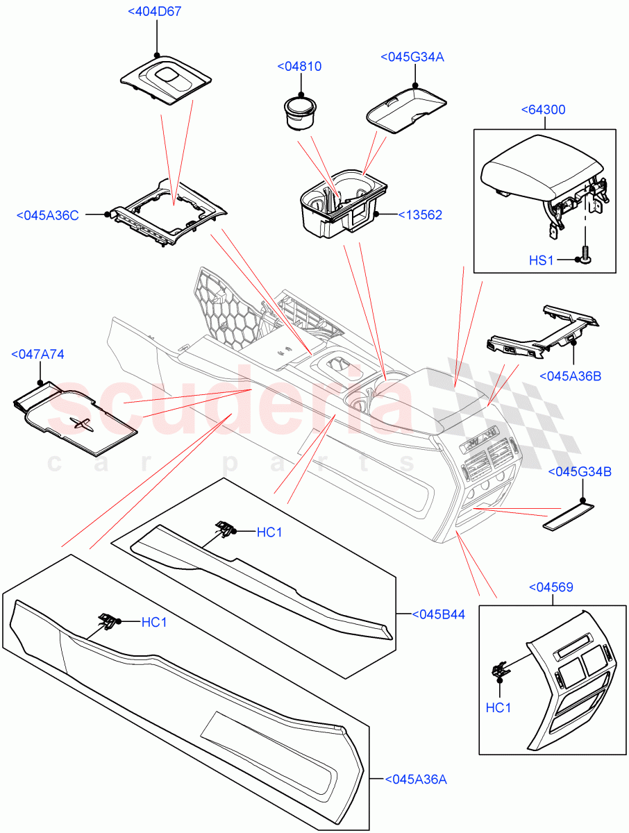 Console - Floor (External Components) (Itatiaia (Brazil)) ((V) FROMLT000001) of Land Rover Land Rover Discovery Sport (2015+) [2.2 Single Turbo Diesel]