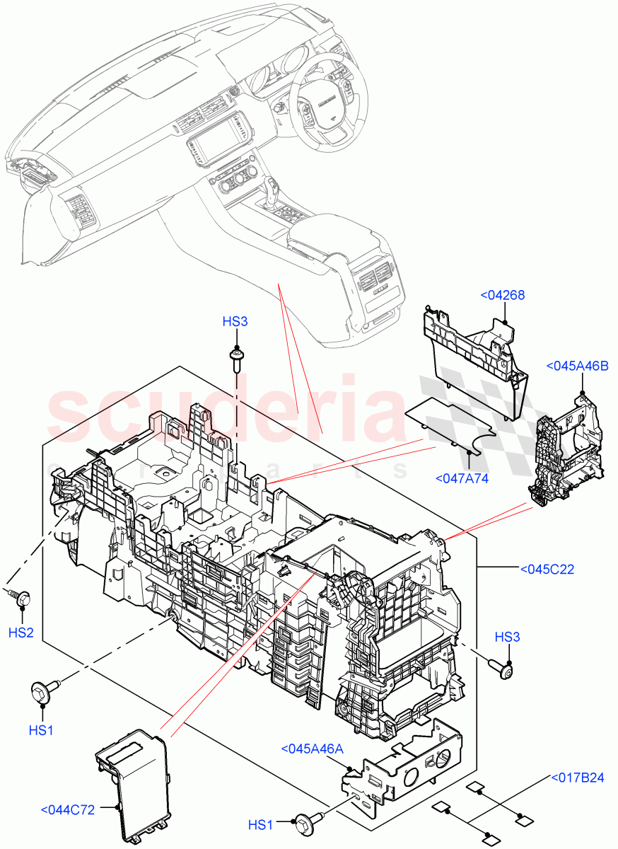 Console - Floor (Internal Components, For Carrier Assy, Front) of Land Rover Land Rover Range Rover Sport (2014+) [3.0 DOHC GDI SC V6 Petrol]