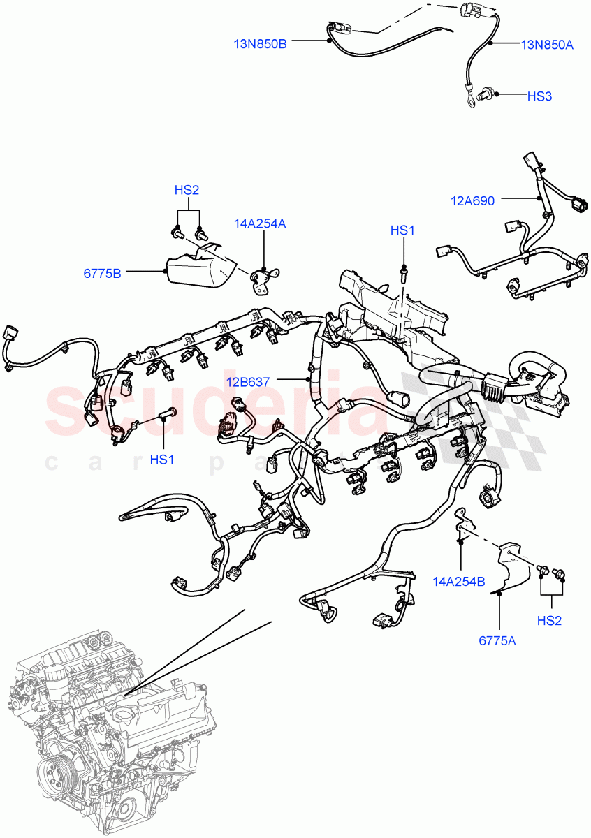 Electrical Wiring - Engine And Dash (Engine) (5.0L OHC SGDI NA V8 Petrol - AJ133) ((V) FROMAA000001) of Land Rover Land Rover Discovery 4 (2010-2016) [4.0 Petrol V6]