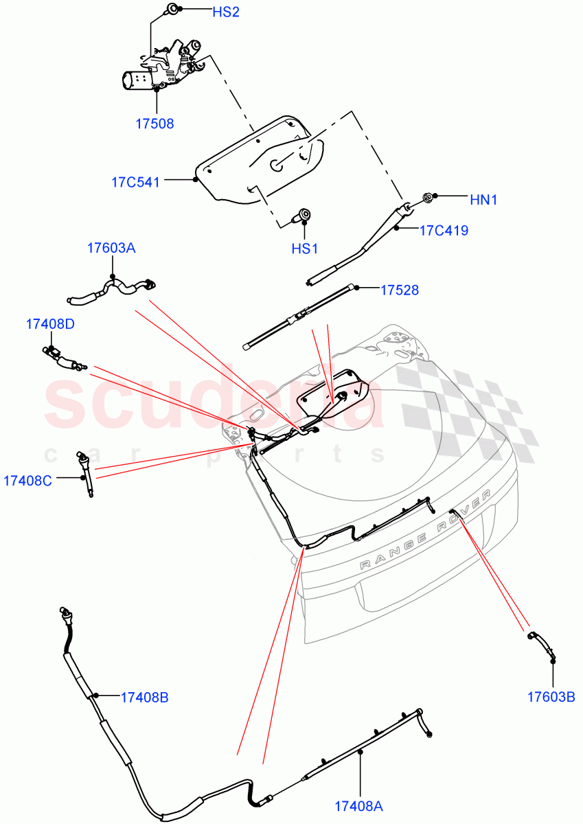 Rear Window Wiper And Washer of Land Rover Land Rover Range Rover Velar (2017+) [3.0 I6 Turbo Petrol AJ20P6]