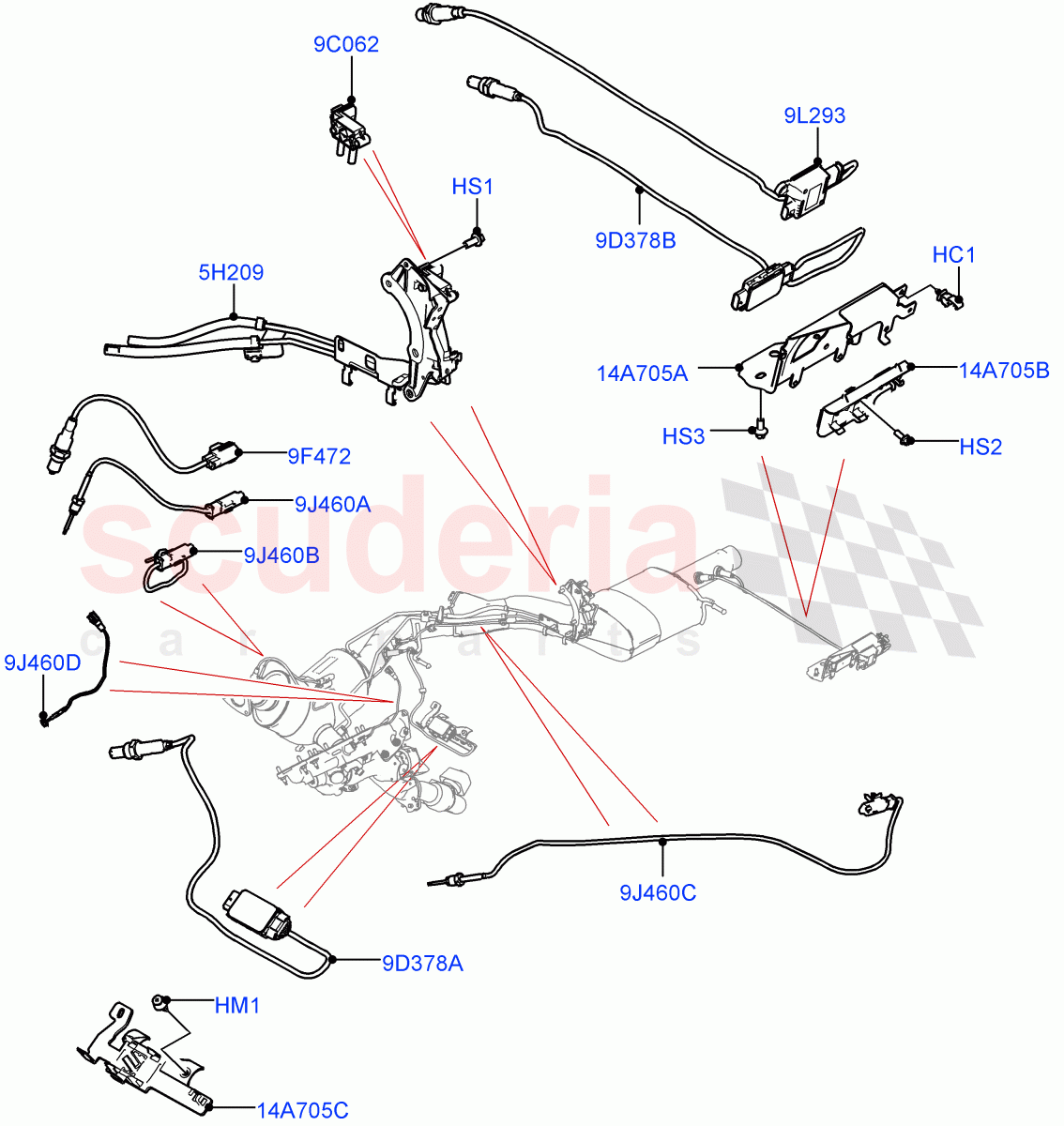 Exhaust Sensors And Modules (4.4L DOHC DITC V8 Diesel, EU6D Diesel + DPF Emissions) ((V) FROMKA000001) of Land Rover Land Rover Range Rover (2012-2021) [4.4 DOHC Diesel V8 DITC]