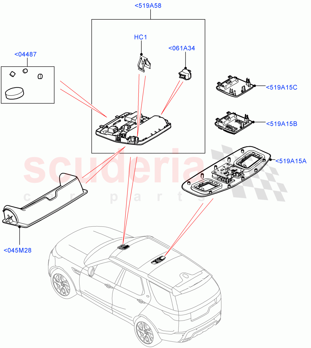Console - Overhead (Nitra Plant Build) ((V) FROMK2000001) of Land Rover Land Rover Discovery 5 (2017+) [2.0 Turbo Petrol AJ200P]