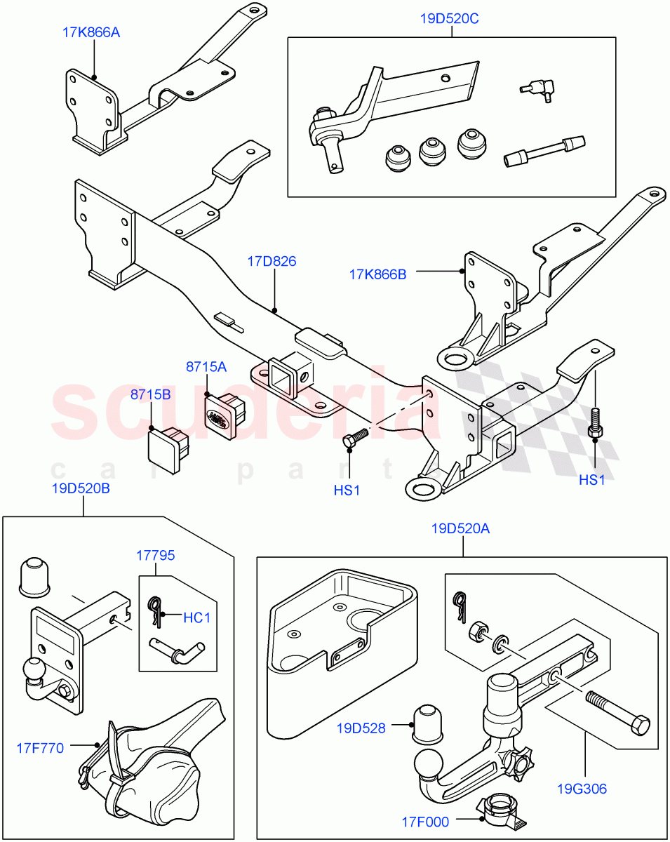 Tow Bar (Accessory) (Less Armoured) ((V) FROMAA000001) of Land Rover Land Rover Range Rover (2010-2012) [5.0 OHC SGDI NA V8 Petrol]